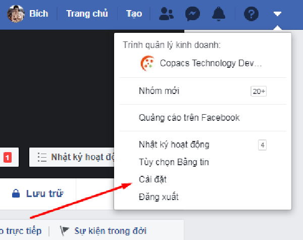Vào cài đặt Vào cài đặt