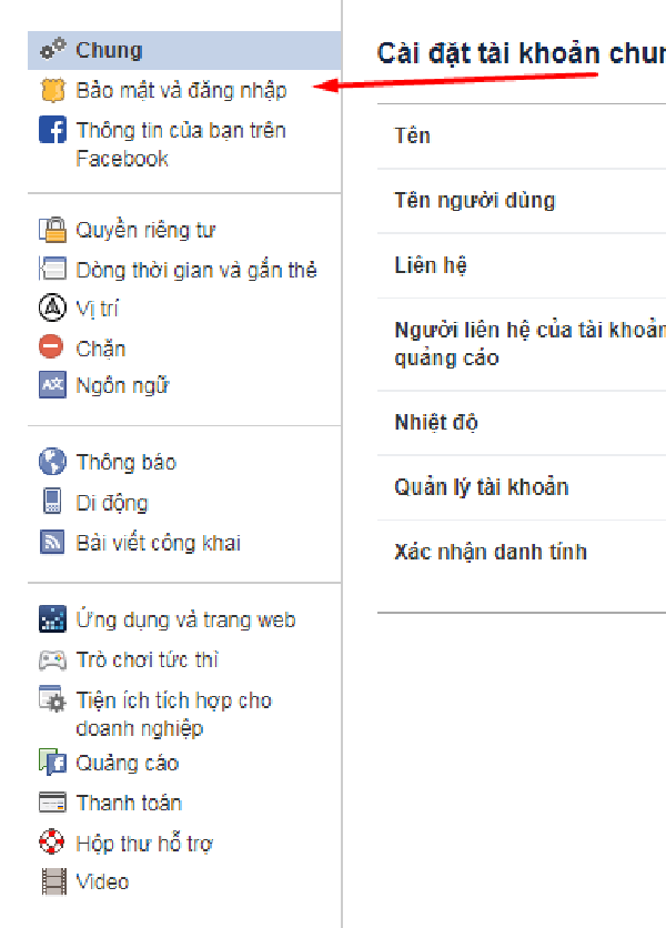 Vào Bảo mật và đăng nhập Vào Bảo mật và đăng nhập