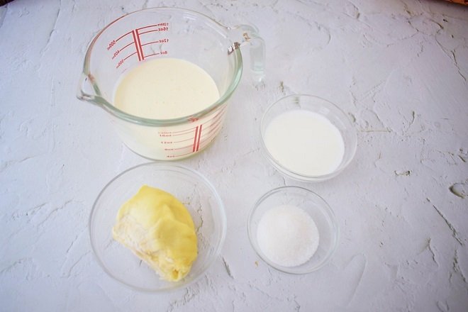 Các nguyên liệu cần chuẩn bị khi làm kem sầu riêng