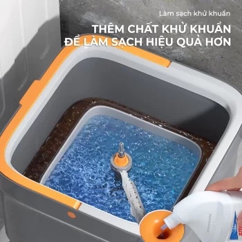 Bộ cây lau nhà ZOLELE M16 360 độ tự vắt 2 ngăn tách riêng nước bẩn