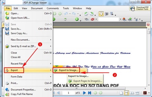 Chuyển PDF sang ảnh bằng PDF – Xchange Viewer