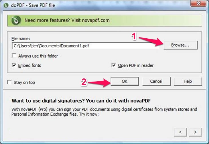 Sử dụng doPDF để chuyển từ thành pdf