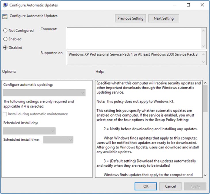 Tắt Update Win 10 bằng Group Policy Editor