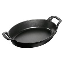 Chảo gang nướng Staub – Oval màu đen – 24cm